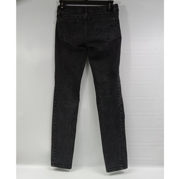 American Eagle Black Denim Super Stretch Skinny Jeans Size 0 - Picture 3 of 8